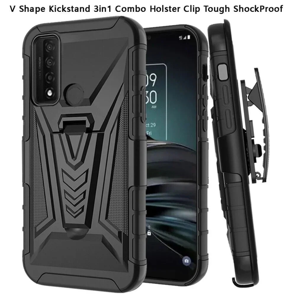 V Holster For TCL 30V 5G Kick Stand Rugged Case Cover MISS BOSS CROWN